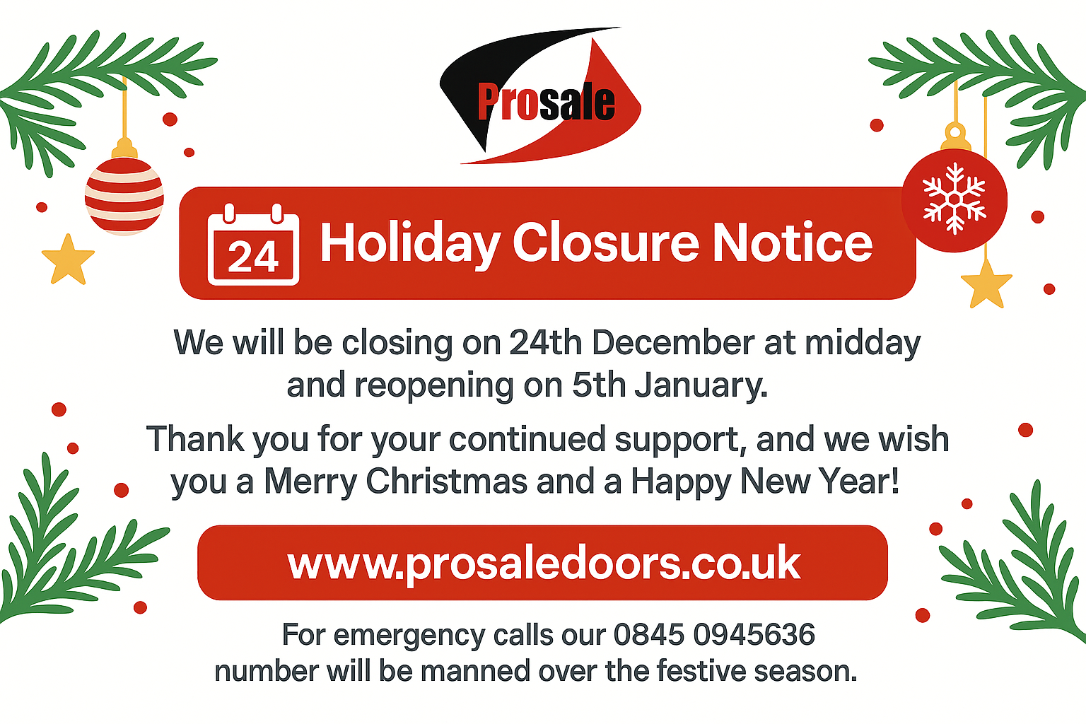 Christmas closure notice